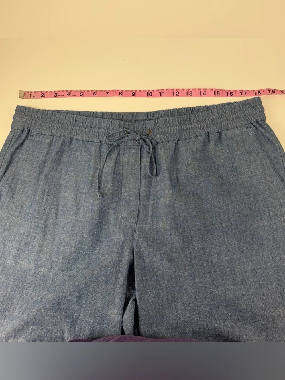 J Crew Pants Womens 14 Blue Chambray Drawstring Cotton L0873